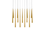 Cascade 14-Light Linear Etched Pendant in Aged Brass