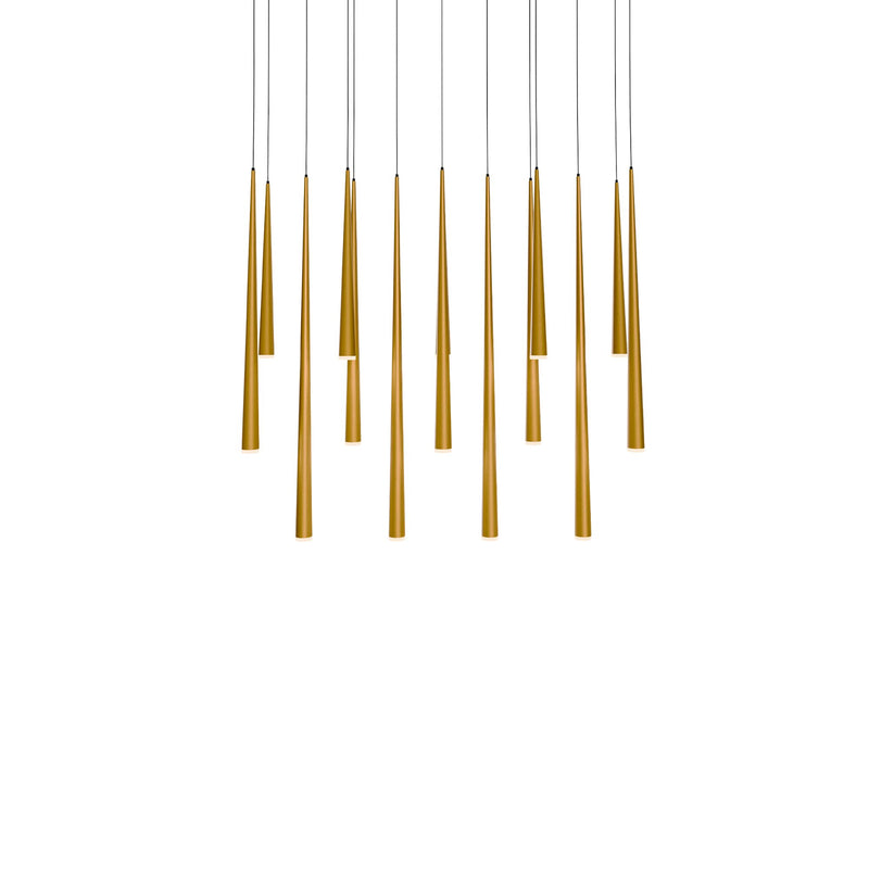Cascade 14-Light Linear Etched Pendant in Aged Brass