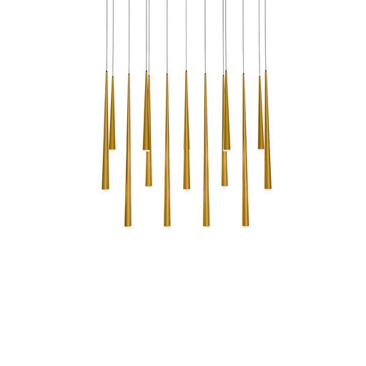 Cascade 14-Light Linear Etched Pendant in Aged Brass