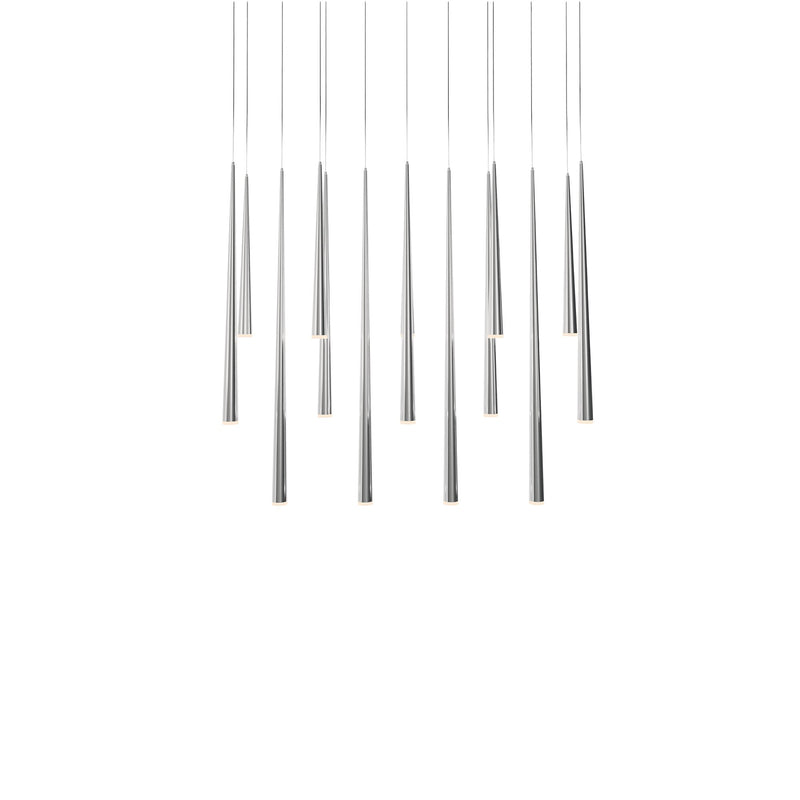 Cascade 14-Light Linear Etched Pendant in Polished Nickel