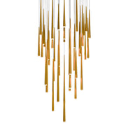Cascade 41-Light Square Etched Pendant in Aged Brass