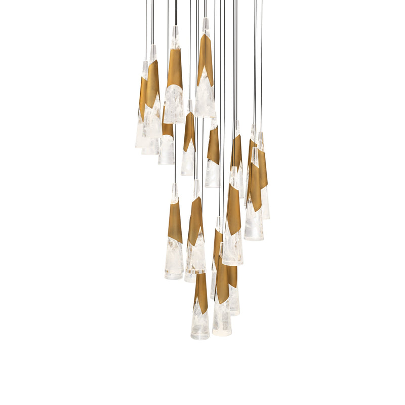 Kilt 21-Light Round Pendant in Aged Brass