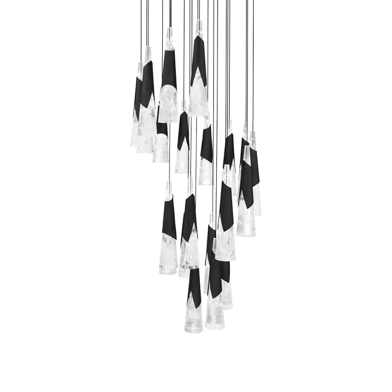 Kilt 21-Light Round Pendant in Black