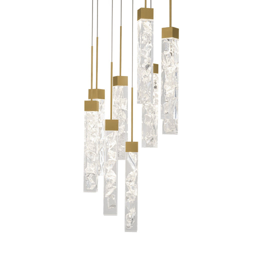 Minx 9-Light Round Pendant in Aged Brass