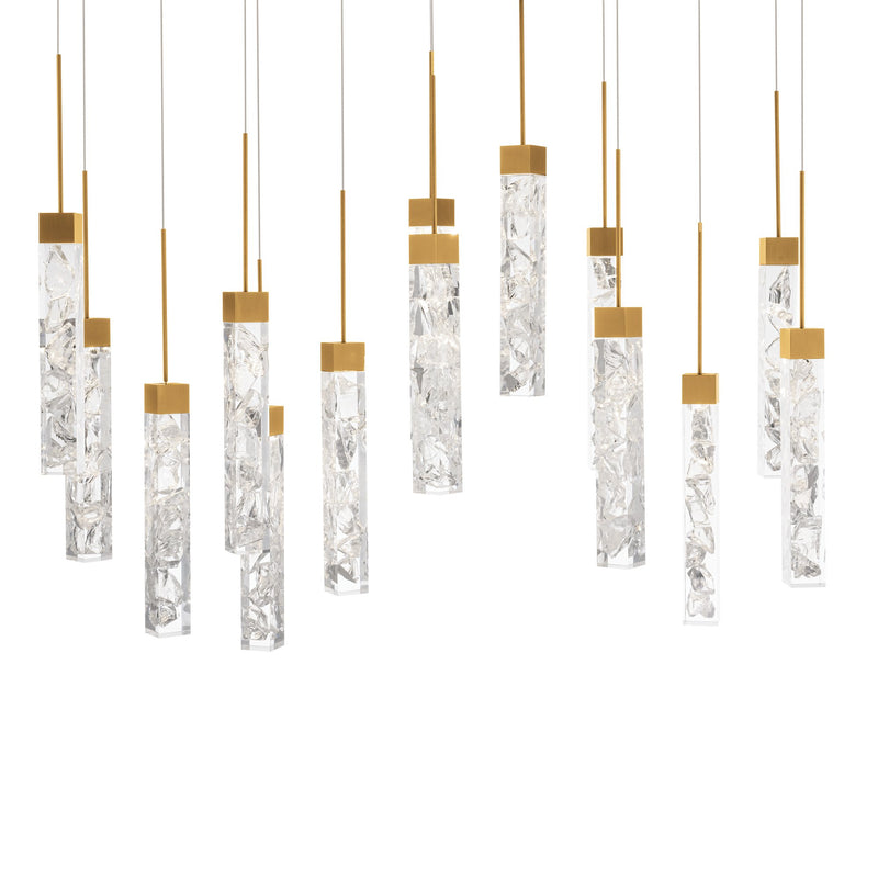 Minx 14-Light Linear Pendant in Aged Brass