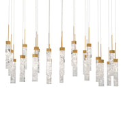 Minx 23-Light Linear Pendant in Aged Brass