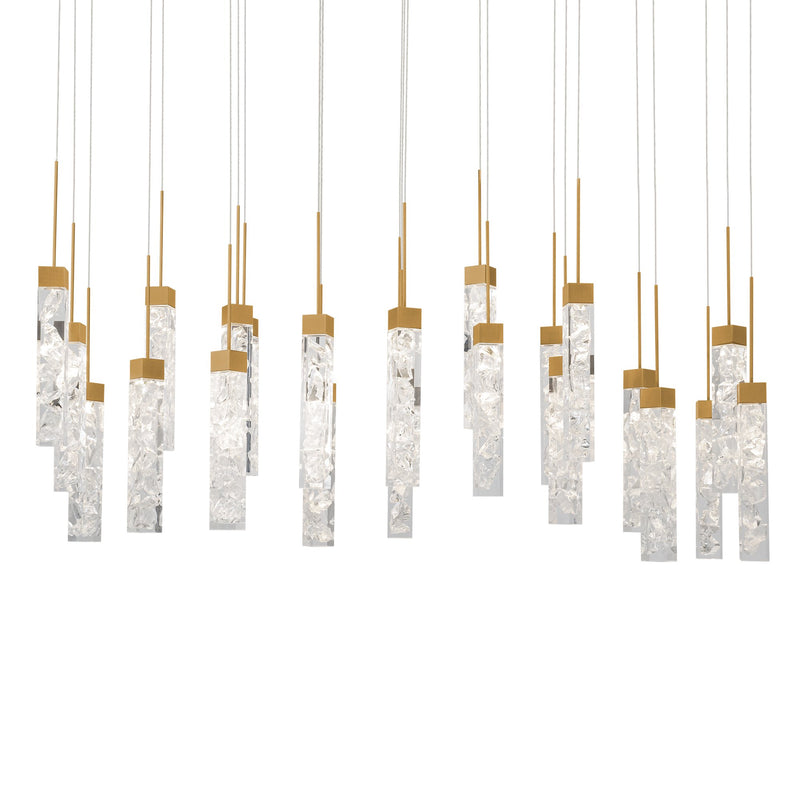 Minx 23-Light Linear Pendant in Aged Brass