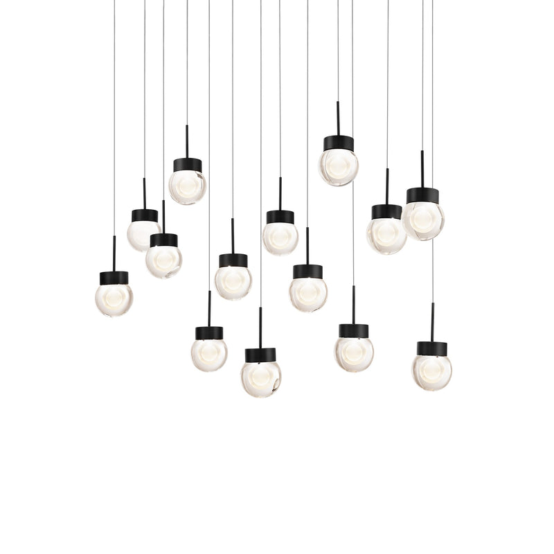 Double Bubble 14-Light Linear Pendant in Black