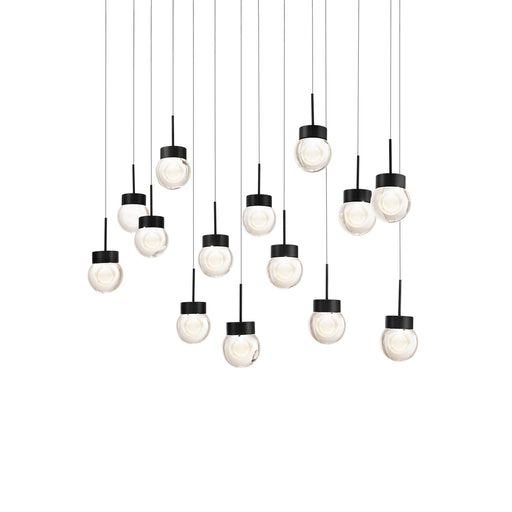 Double Bubble 14-Light Linear Pendant in Black