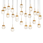 Double Bubble 23-Light Linear Pendant in Aged Brass