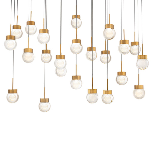 Double Bubble 23-Light Linear Pendant in Aged Brass