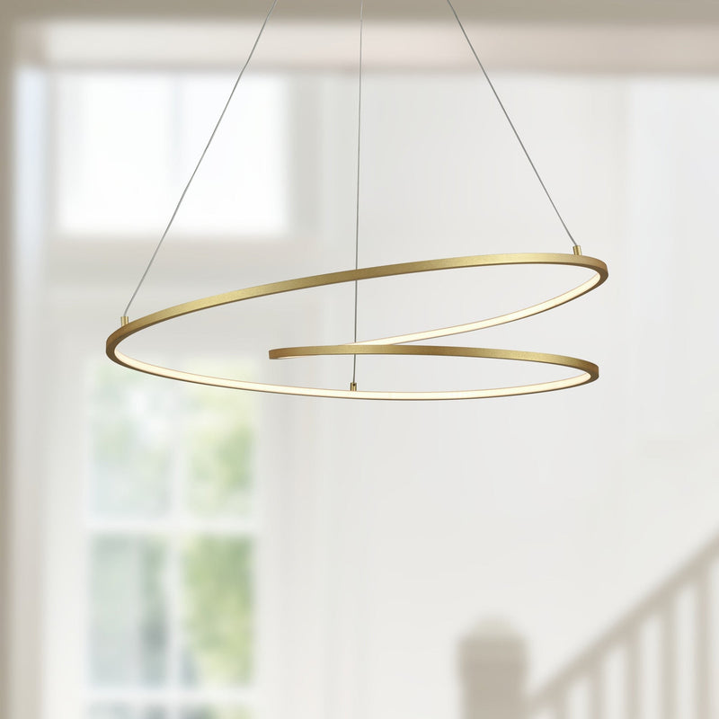 Twist 32" Pendant in Antique Brass