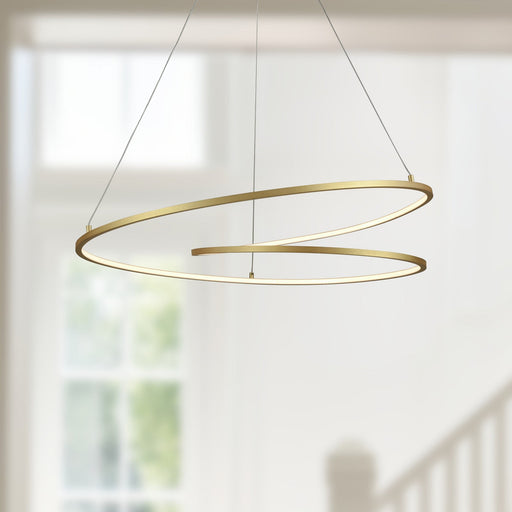 Twist 32" Pendant in Antique Brass