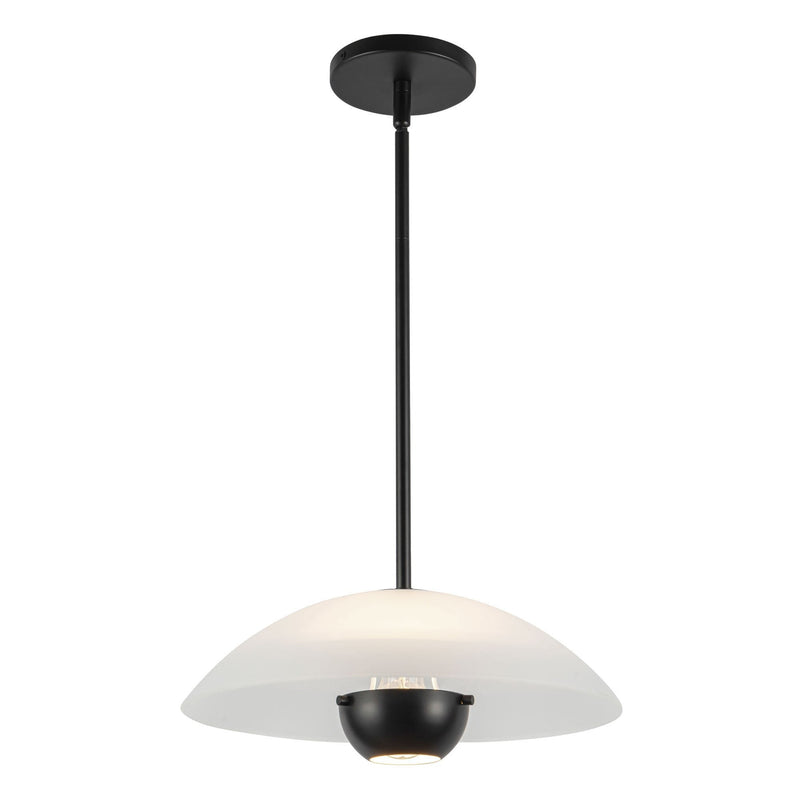 Umbra 14" Pendant (5" Height) in Matte Opal Glass/Black