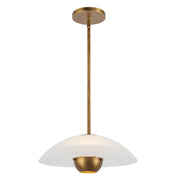 Umbra 14" Pendant (5" Height) in Matte Opal Glass/Vintage Brass