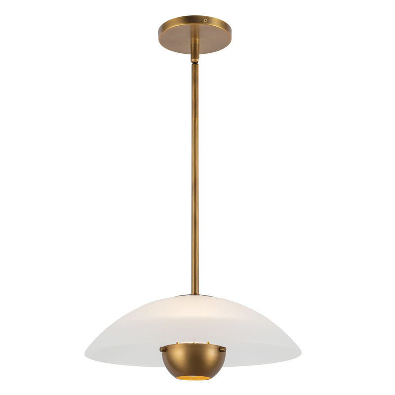 Umbra 14" Pendant (5" Height) in Matte Opal Glass/Vintage Brass