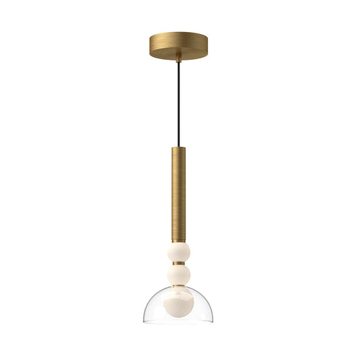 Rise 6" Pendant, 15" Tall in Brushed Gold/Clear