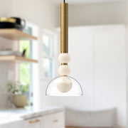 Rise 6" Pendant, 15" Tall in Brushed Gold/Clear