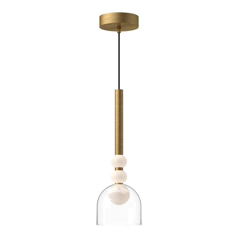 Rise 6" Pendant, 17" Tall in Brushed Gold/Clear