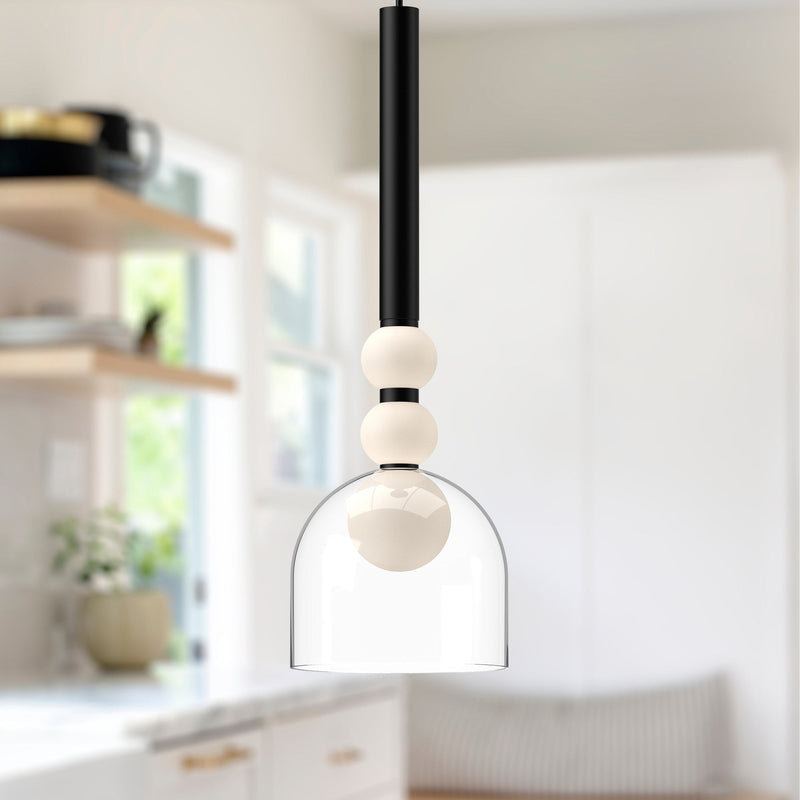 Rise 6" Pendant, 17" Tall in Brushed Gold/Clear