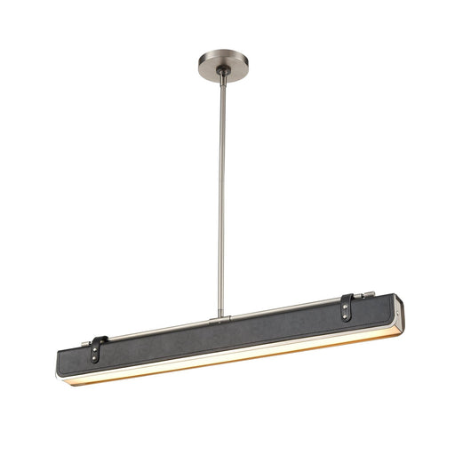 Valise 31" Linear Pendant in Aged Nickel/Tuxedo Leather