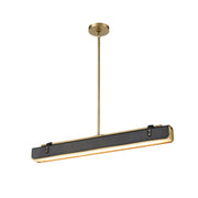 Valise 31" Linear Pendant in Vintage Brass/Tuxedo Leather