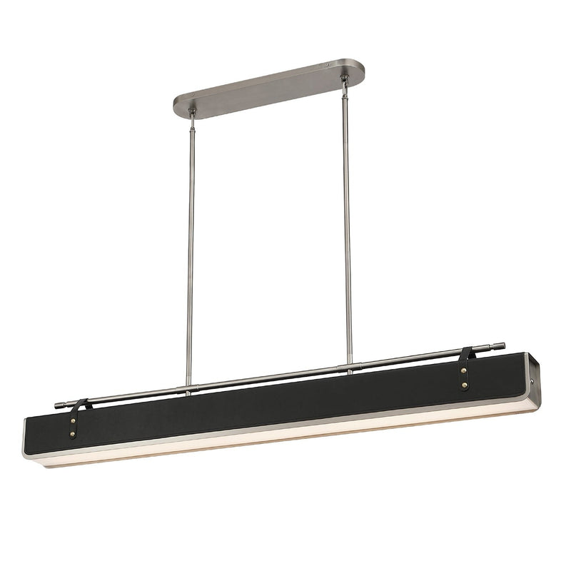 Valise 60" Linear Pendant in Aged Nickel/Tuxedo Leather
