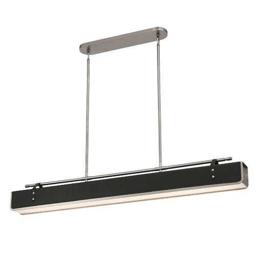 Valise 60" Linear Pendant in Aged Nickel/Tuxedo Leather