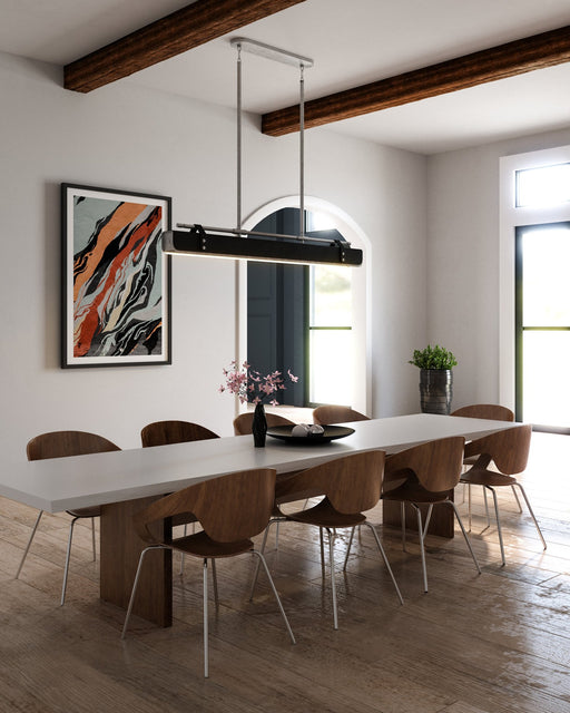 Valise 60" Linear Pendant in Aged Nickel/Tuxedo Leather