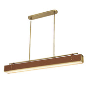 Valise 60" Linear Pendant in Vintage Brass/Cognac Leather