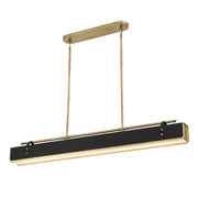 Valise 60" Linear Pendant in Vintage Brass/Tuxedo Leather