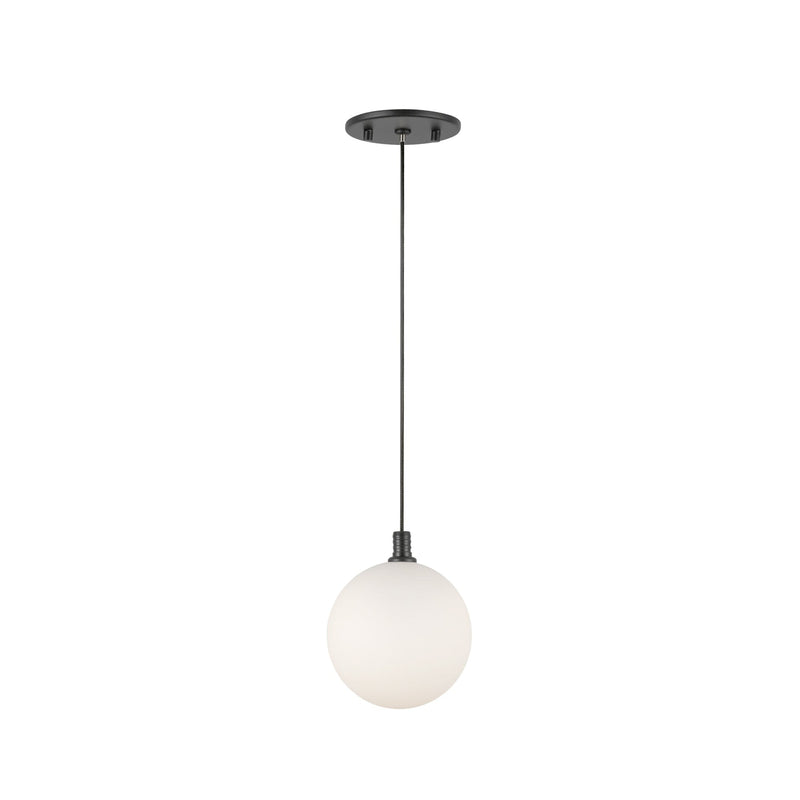 Bolla 6" Pendant in Black/Opal Glass
