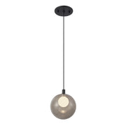 Bolla 6" Pendant in Black/Smoked Glass