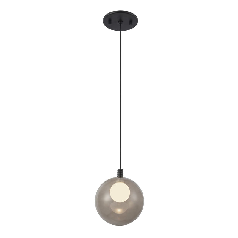 Bolla 6" Pendant in Black/Smoked Glass