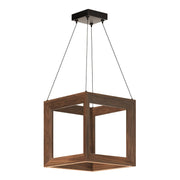 Morina 12" Open Cube Pendant in Walnut