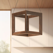 Morina 12" Open Cube Pendant in Walnut