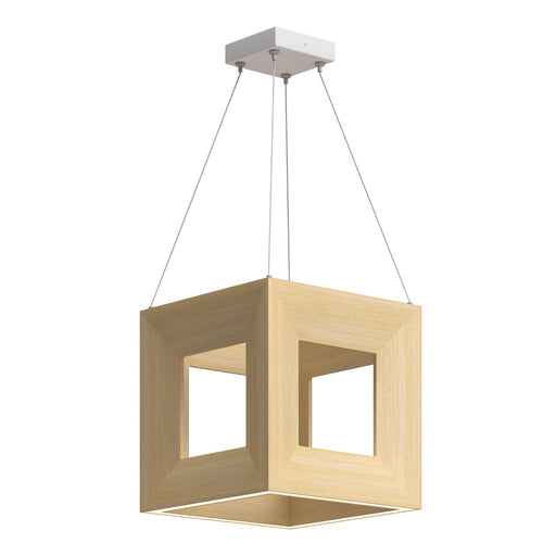 Morina 12" Wide-Frame Cube Pendant in White Oak