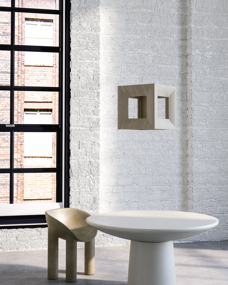 Morina 12" Wide-Frame Cube Pendant in White Oak