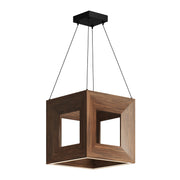 Morina 12" Wide-Frame Cube Pendant in Walnut
