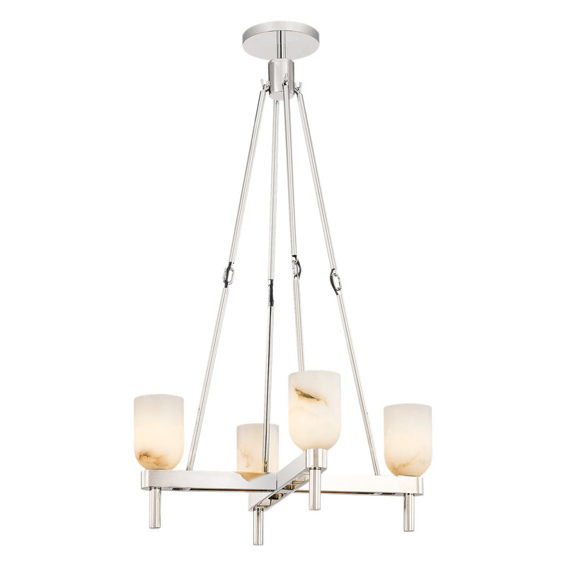 Lucian 22" 4-Light Chandelier in Polished Nickel/Alabaster