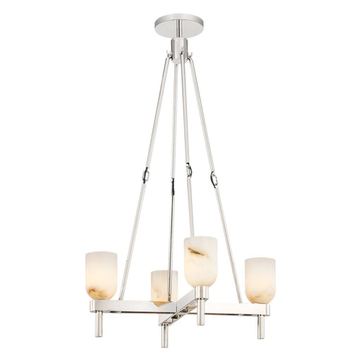 Lucian 22" 4-Light Chandelier in Polished Nickel/Alabaster