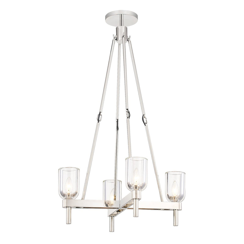 Lucian 22" 4-Light Chandelier in Clear Crystal/Polished Nickel