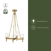 Lucian 22" 4-Light Chandelier in Clear Crystal/Polished Nickel