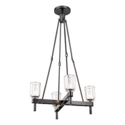Lucian 22" 4-Light Chandelier in Clear Crystal/Urban Bronze