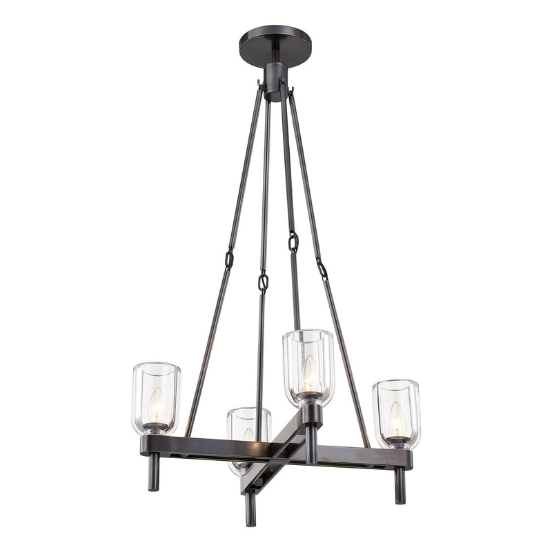 Lucian 22" 4-Light Chandelier in Clear Crystal/Urban Bronze