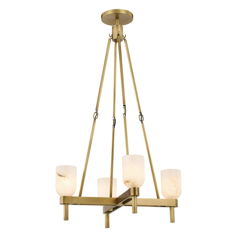 Lucian 22" 4-Light Chandelier in Vintage Brass/Alabaster
