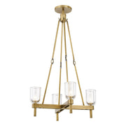 Lucian 22" 4-Light Chandelier in Clear Crystal/Vintage Brass
