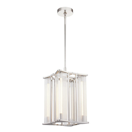 Sabre 11" LED Pendant in Polished Nickel/Ribbed Glass