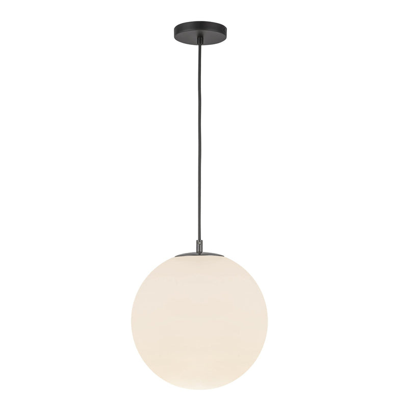 Marco 12" Pendant in Black/Opal Glass