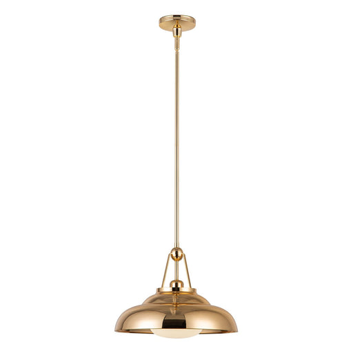 Palmetto 14" Pendant in Polished Brass/Glossy Opal